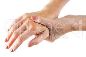 Woman with hand injury