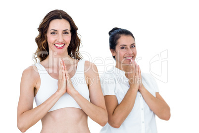 Relaxed women doing yoga