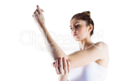 Fit woman with elbow injury