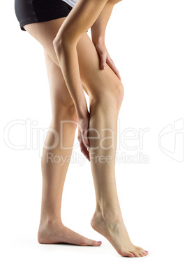 Woman with leg injury