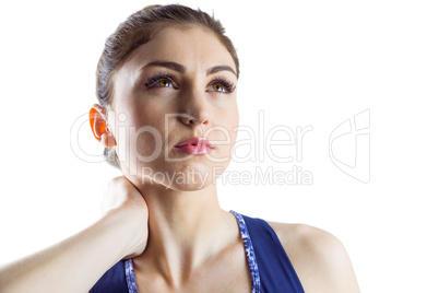 Fit brunette with neck injury