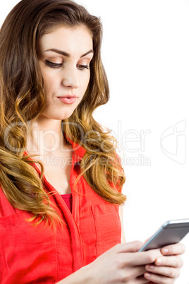 Pretty brunette sending a text