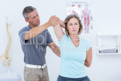 Woman stretching her arms