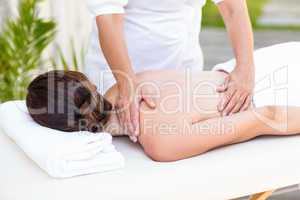 Brunette having back massage