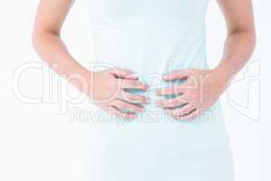 Woman suffering from stomach pain
