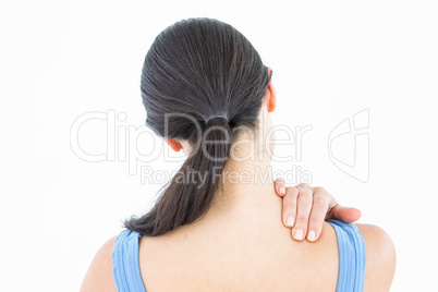 Attractive brunette with neck pain