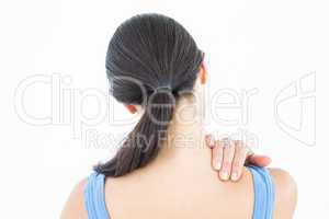 Attractive brunette with neck pain