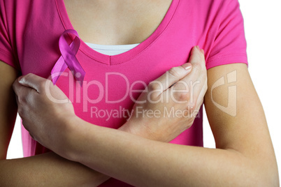 Woman with breast cancer ribbon