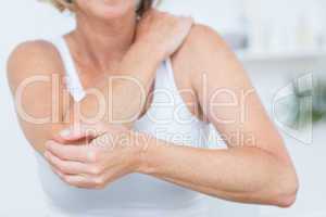 Woman having elbow pain
