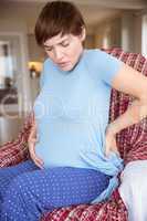 Pregnant woman getting a contraction
