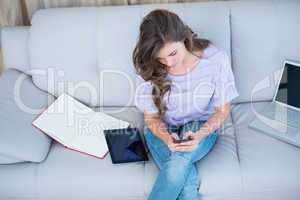Attractive woman using er smartphone