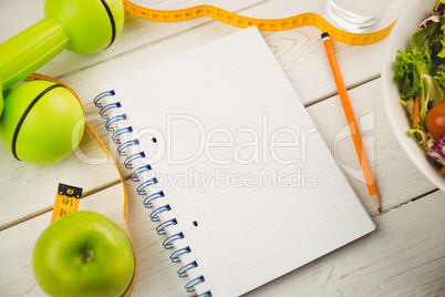 Notepad with indicators of healthy lifestyle