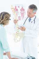 Doctor pointing anatomical spine