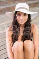 Beautiful woman in bikini relaxing