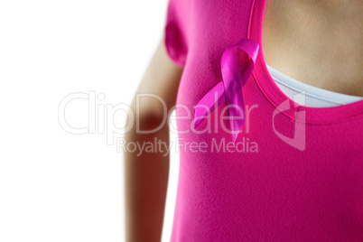 Woman with breast cancer ribbon