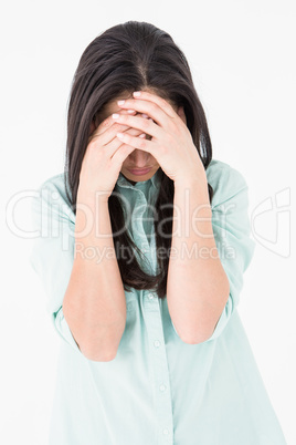 Troubled woman crying