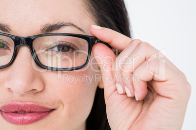 Pretty brunette wearing eye glasses