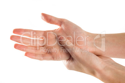 Woman with hand injury