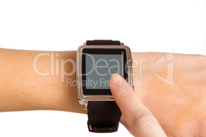 Woman using her smart watch