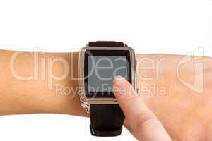 Woman using her smart watch