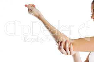 Fit woman with elbow injury