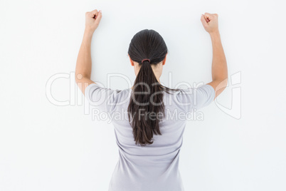 Depressed woman standing back to camera