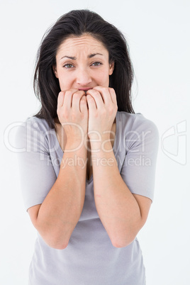 Depressed woman looking at camera