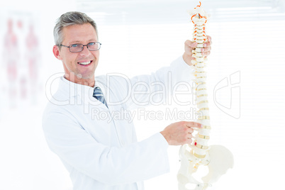 Doctor showing anatomical spine