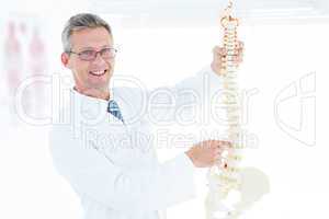 Doctor showing anatomical spine