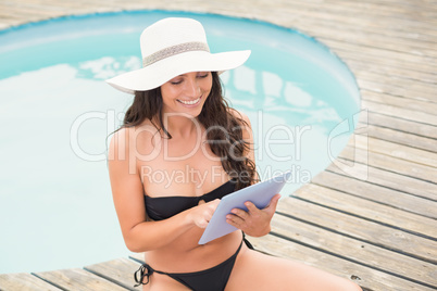 Beautiful woman in bikini relaxing