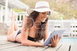 Beautiful woman in bikini relaxing