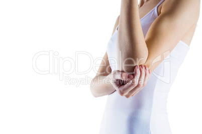 Fit woman with elbow injury