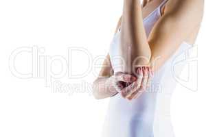 Fit woman with elbow injury