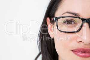Pretty brunette wearing eye glasses