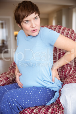 Pregnant woman getting a contraction