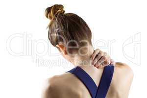 Fit brunette with neck injury