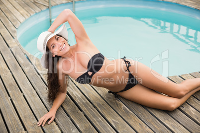 Beautiful woman in bikini relaxing