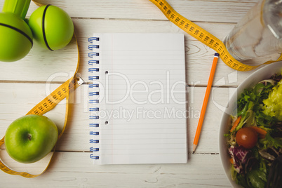 Notepad with indicators of healthy lifestyle
