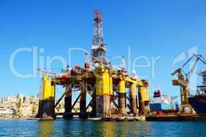 Oil platform in repair in the Industrial dock of Malta