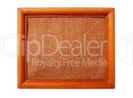 wooden frame with sacking isolated on the white
