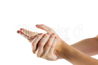 Woman with hand injury