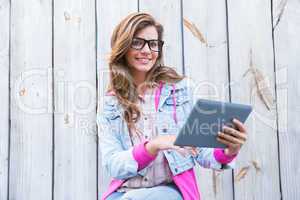 Beautiful woman using tablet pc