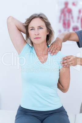 Woman stretching her arms