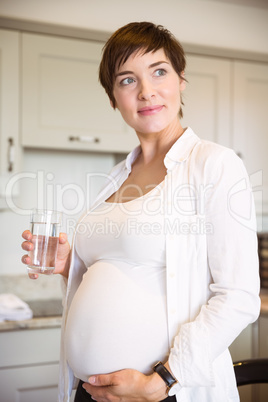Pregnant woman having a glass of water