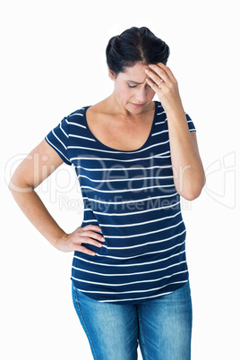 Sad woman holding her head