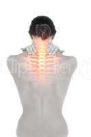 Highlighted neck pain of woman
