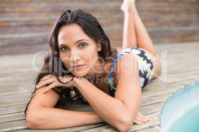 Beautiful woman in swimwear relaxing