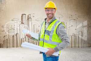 Composite image of happy architect