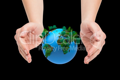 Composite image of hands presenting