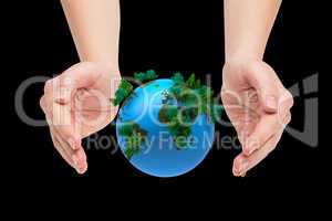 Composite image of hands presenting